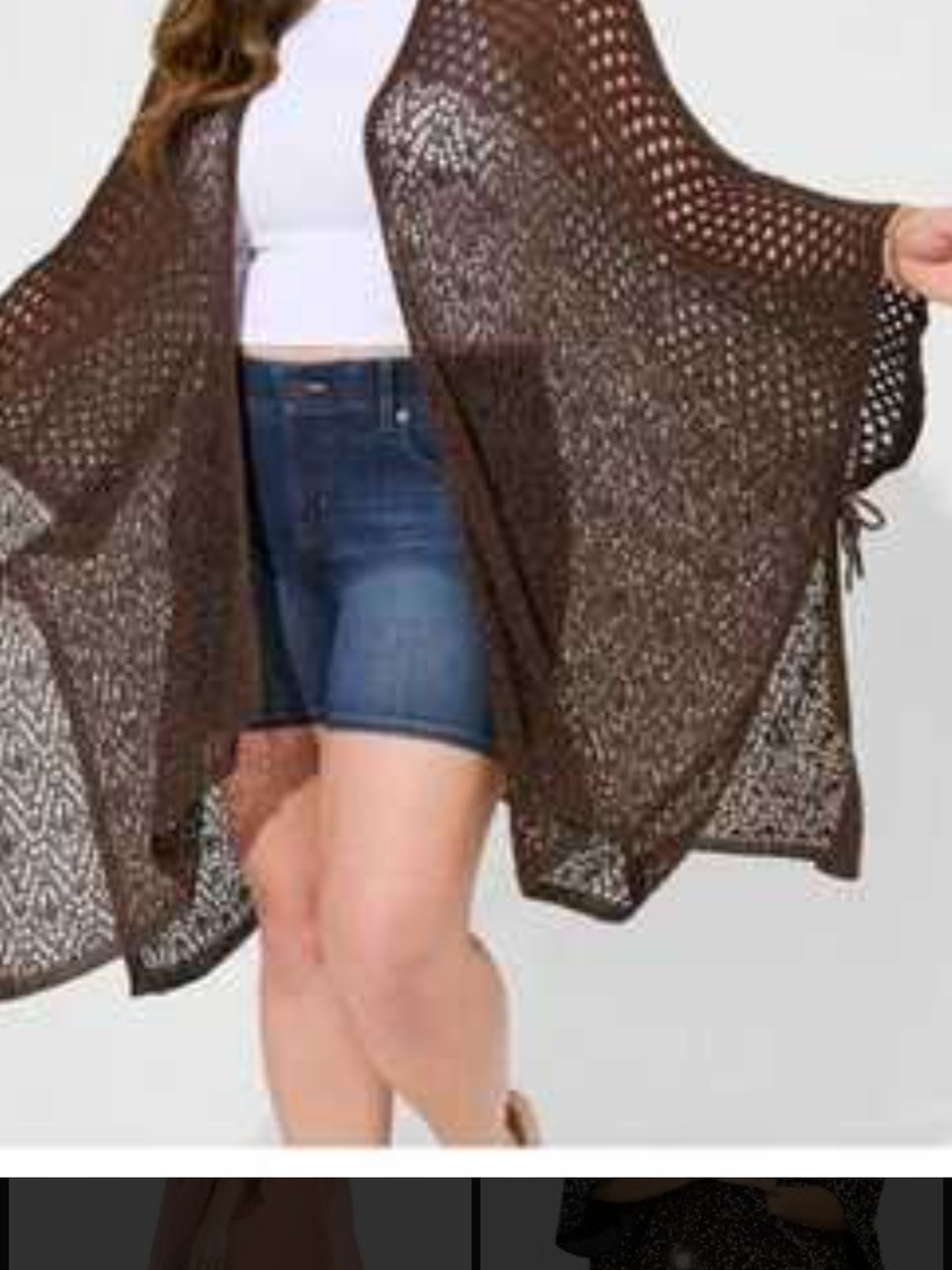 torrid Brown Open-Knit Swim Coverup Kimono